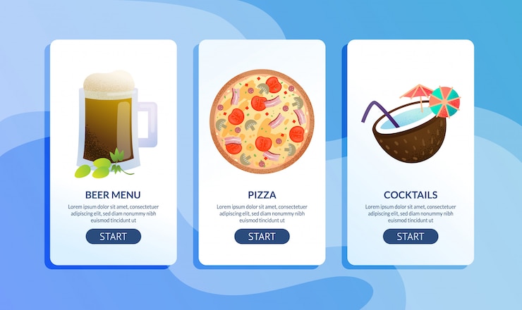 Vector cafe or restaurant flat  web banners set