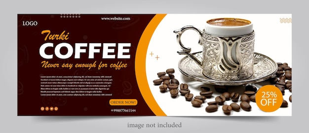 Cafe shop poster banner template simple design for social media