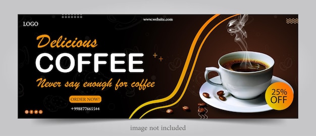 Vector cafe shop poster banner template simple design for social media