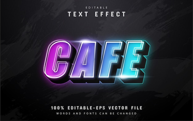 Cafe-tekst, neonstijl kleurrijk 3d teksteffect