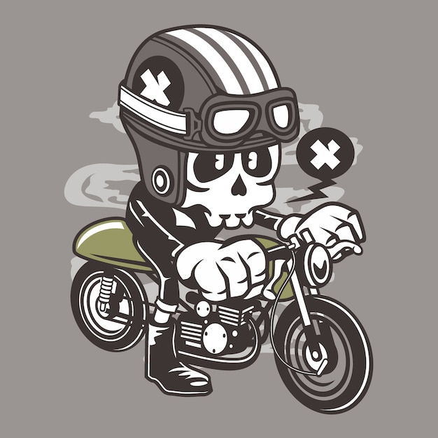 Caferacer schedel Cartoon