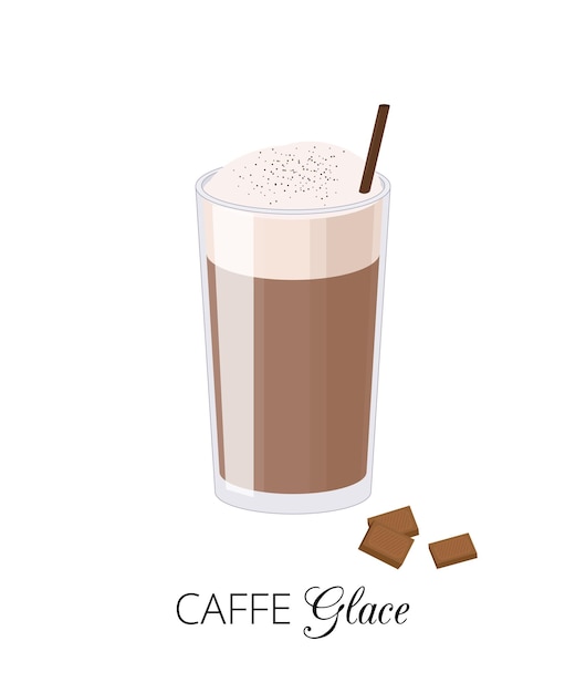 Vector caffe glace met chocolade