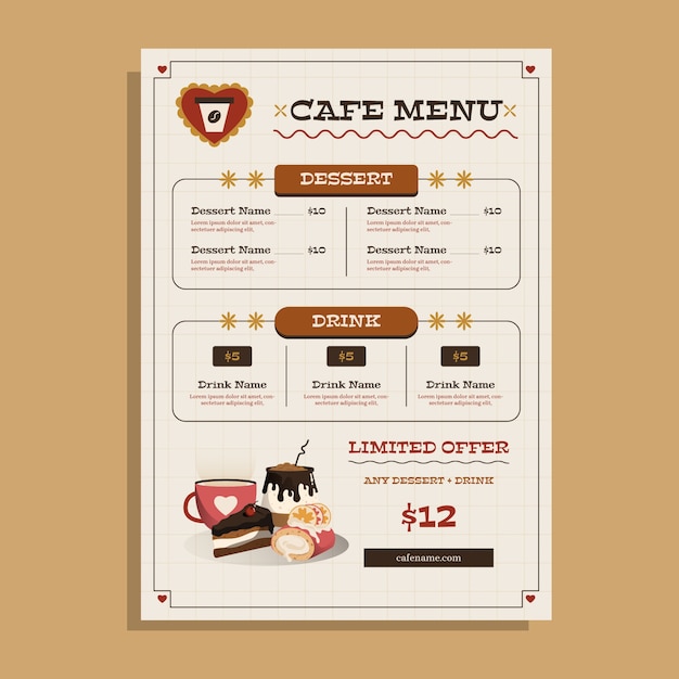 Caffee drink menu template