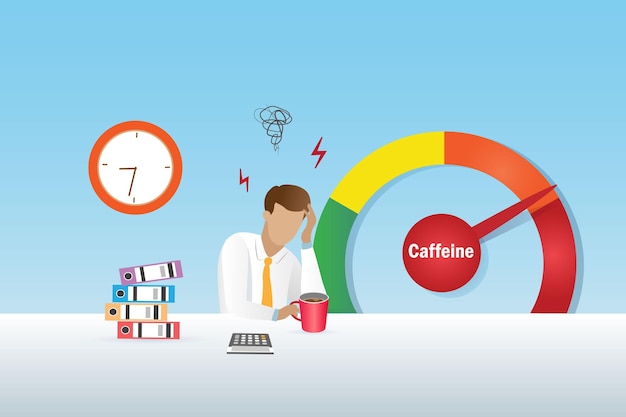 Caffeine addiction Businessman need coffee to relief effects from caffeine addiction