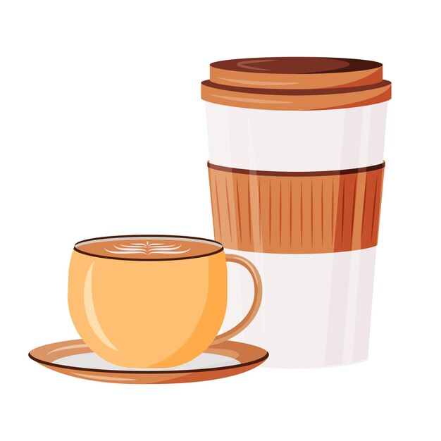 Vector caffeine drinks cartoon illustration
