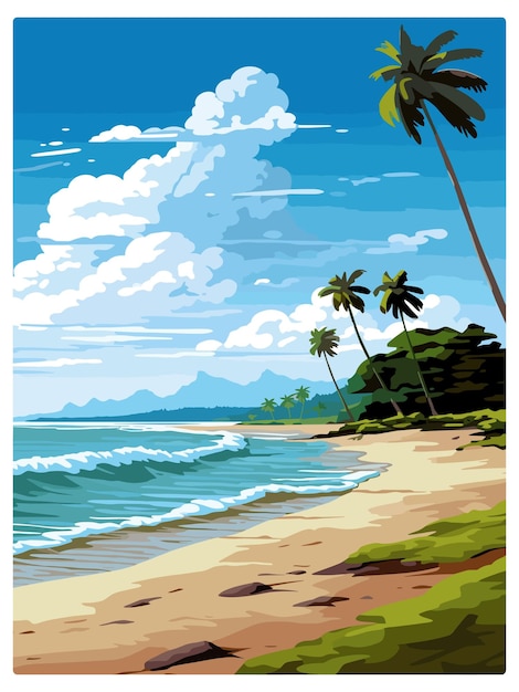 Vettore parco nazionale di cahuita costa rica vintage travel poster souvenir postcard ritratto pittura wpa