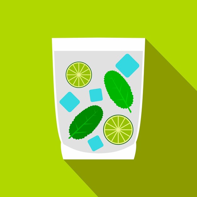 Vector caipirinha cocktail drink icon in flat style on a green background