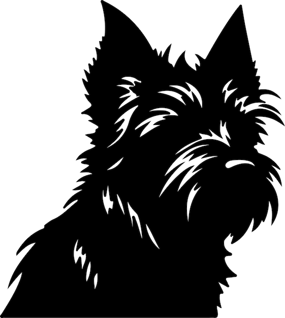 Vector cairn terrier black silhouette with transparent background