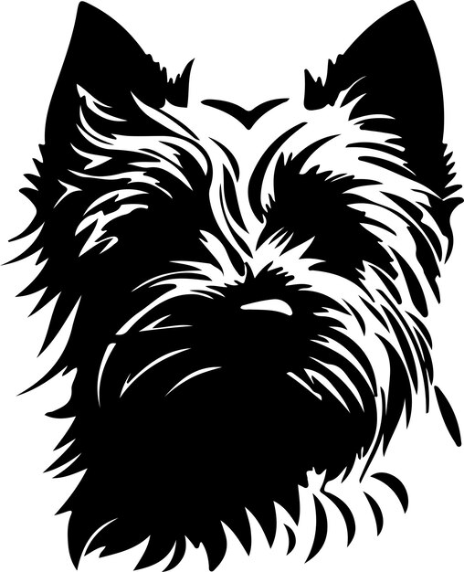 Vector cairn terrier black silhouette with transparent background