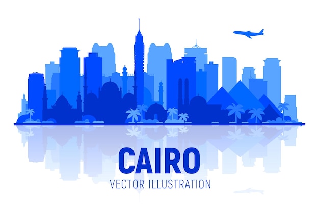 Caïro egypte skyline silhouet op een witte achtergrond platte vectorillustratie zakelijke reizen en toerisme concept met moderne gebouwen afbeelding voor banner of website