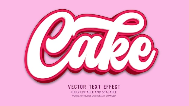 Cake 3d Editable Text Effect Vector Template With Cute Background