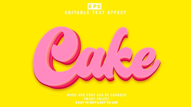 Cake 3d Editable Text Effect Vector With Background