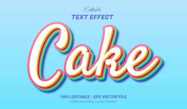 Vector cake 3d editable text effect