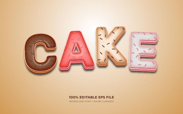 Cake 3d editable text style effect