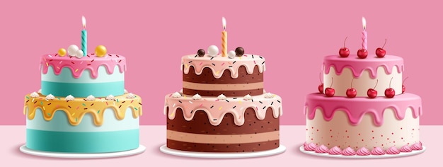 cake 3d elements clipart set two layers cake sweet dessert clip art in chocolate cherry