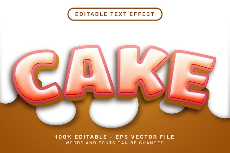 Vector cake 3d-teksteffect en bewerkbaar teksteffect
