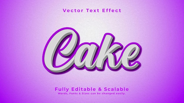 Cake 3D Vector Teksteffect Ontwerp Hoge kwaliteit Volledig bewerkbaar