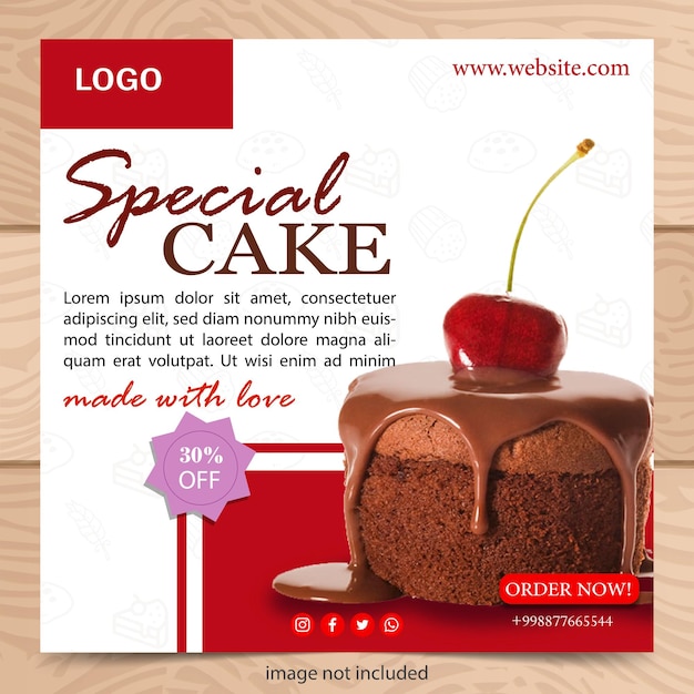 cake bakery poster banner flat design for web site