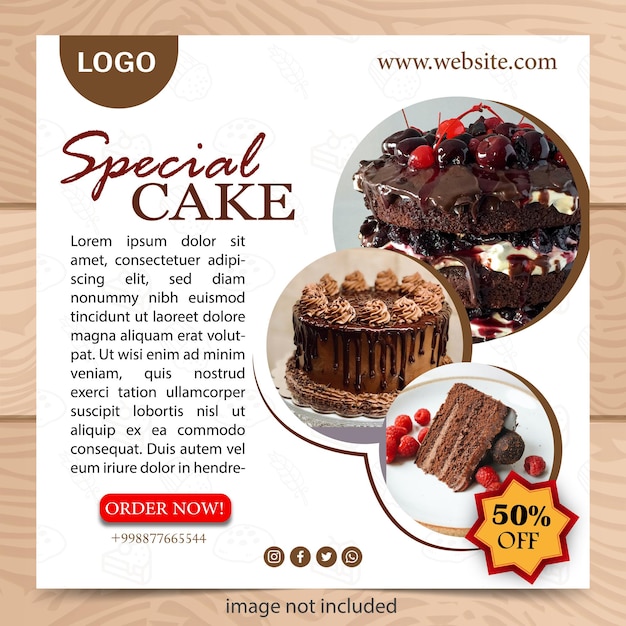 cake bakery poster banner flat design for web site