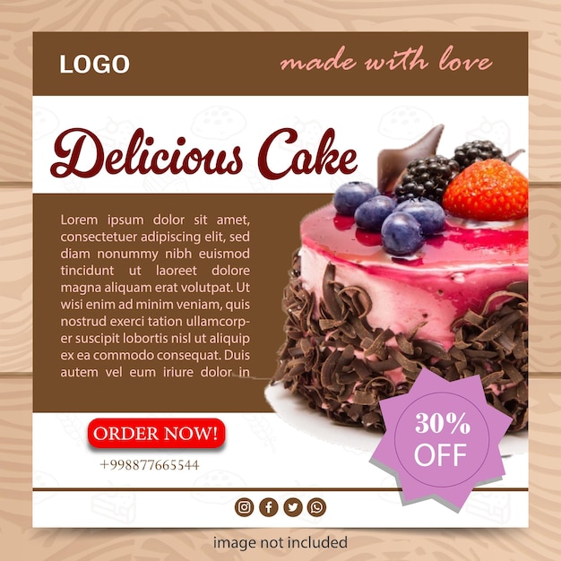 cake bakkerij poster banner plat ontwerp voor website