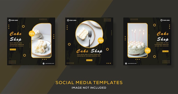 Vector cake banner stories post template for social media premium vector