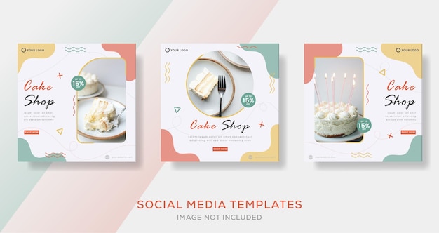 Vector cake banner template for social media post