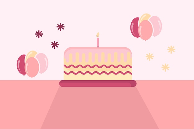 ベクトル 誕生日ケーキ ピンクの甘いイチゴ