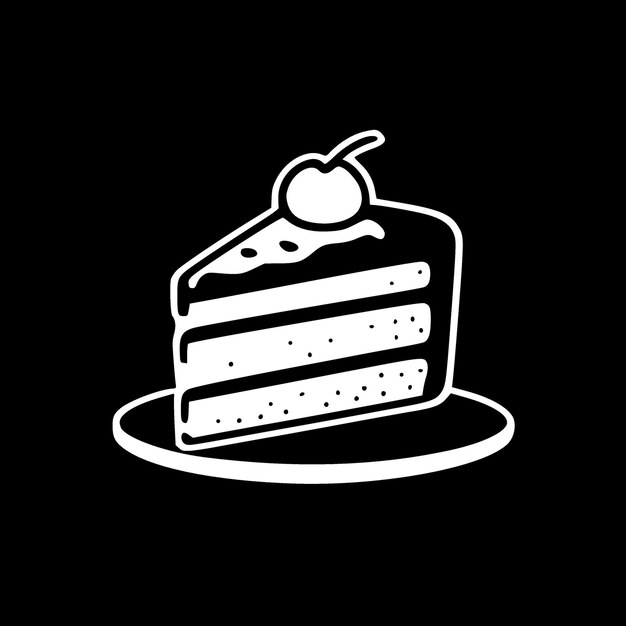 Черно-белая векторная иллюстрация торта