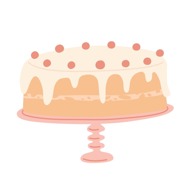 Cake on cake stand Vector hand draw illustration