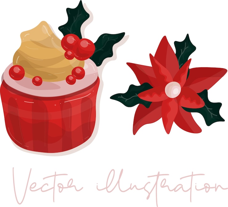 Vector cake cakes vector illustration flat flower chrisstmas new year happy new year