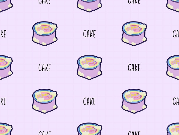 Cake cartoon character seamless pattern on purple background
