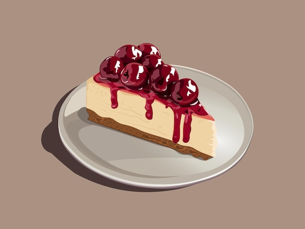 Vector cake cheescake cherry