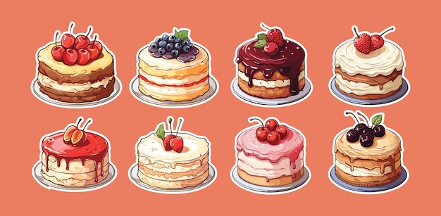 Cake cute vector set