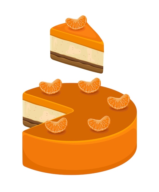 Vettore torta dessert orange sweet food vector illustration