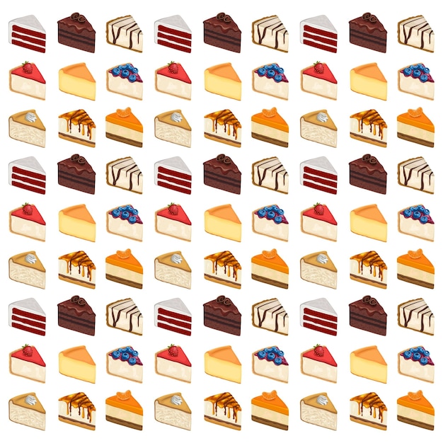 Vector cake dessert sweet food bakery pattern vector illustration