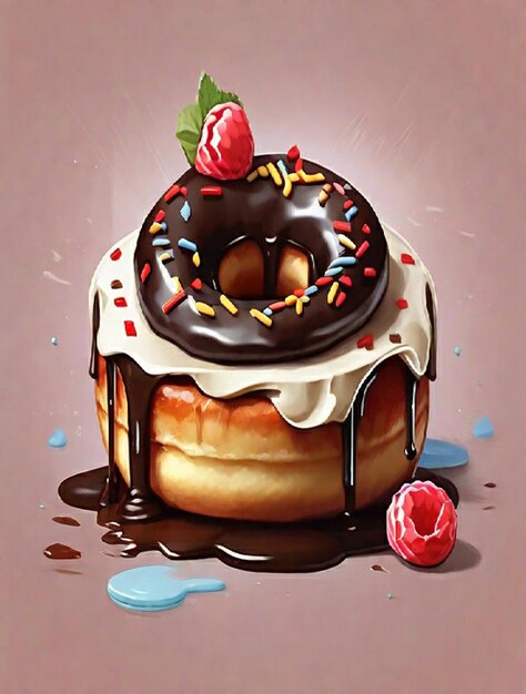 Vector cake donuts choco lava illustration