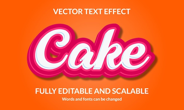 Vettore effetto stile testo 3d modificabile torta