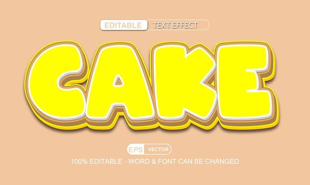 Cake Editable Text Effect Vector 3d style