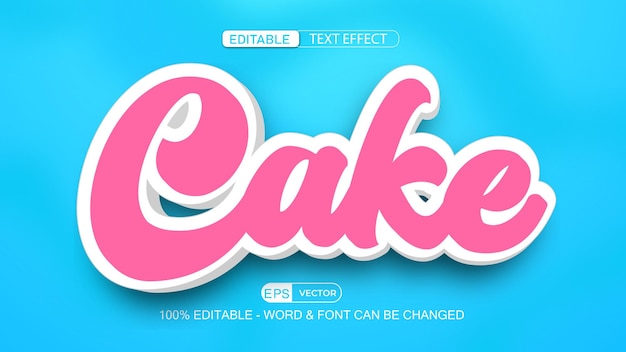 Cake Editable Text Effect Vector 3d style