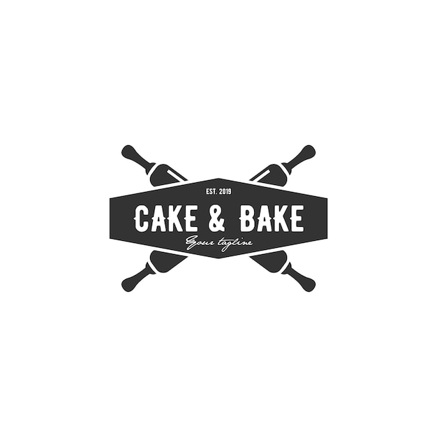 cake en bak badge vector logo ontwerp