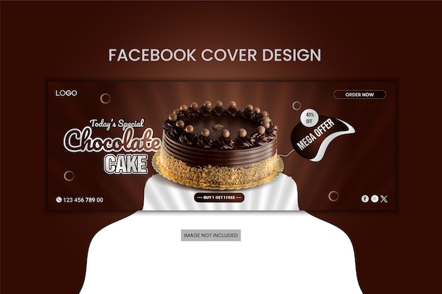 Vector cake facebook cover flat design vector tamplate