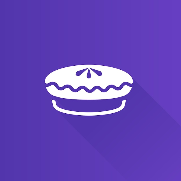 Cake flat color icon long shadow vector illustration