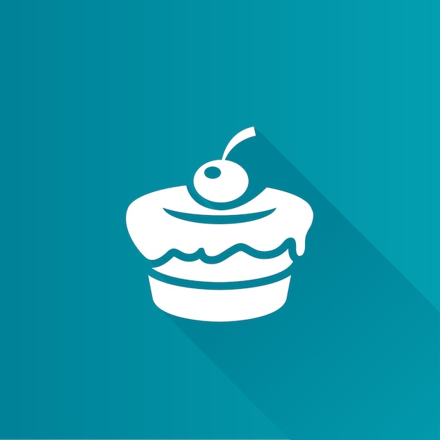 Cake flat color icon long shadow vector illustration