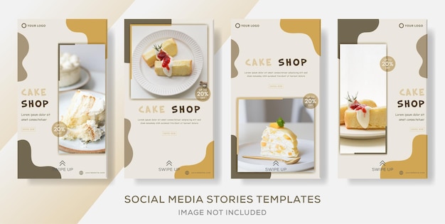 Vettore modello di banner di cibo per torte per vettore premium post sui social media