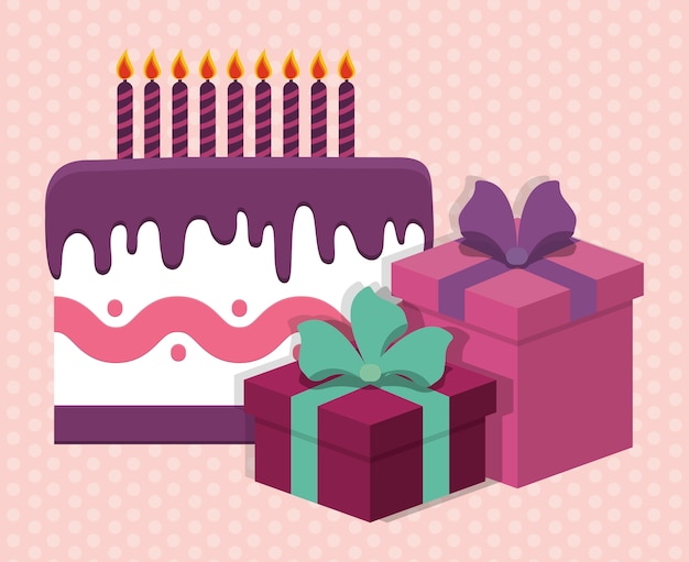 cake and gift boxes