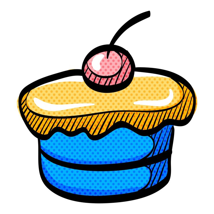 Vector cake halftone icon hand drawn color vector illustration