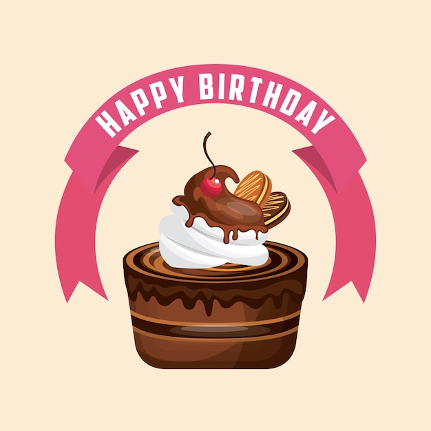 Cake icon. Happy Birthday design. Vector graphic.