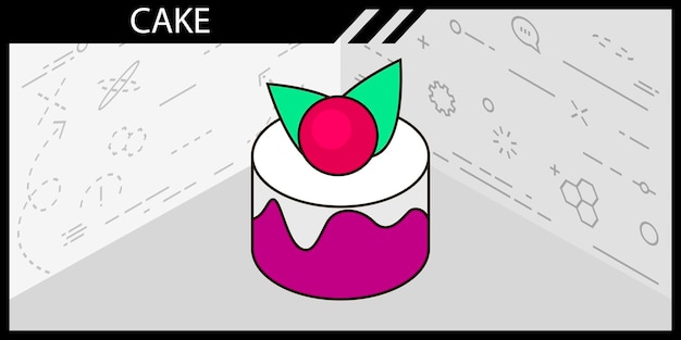케이크 아이소메트릭 디자인 아이콘 벡터 웹 일러스트 3d 다채로운 개념