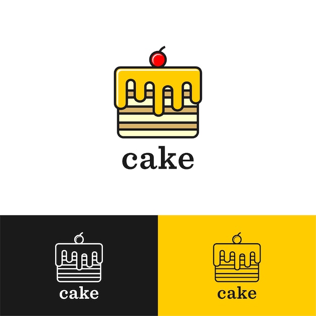 Cake line art logo design