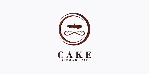 케이크 가게에 대한 창의적인 개념을 가진 케이크 로고 디자인 벡터